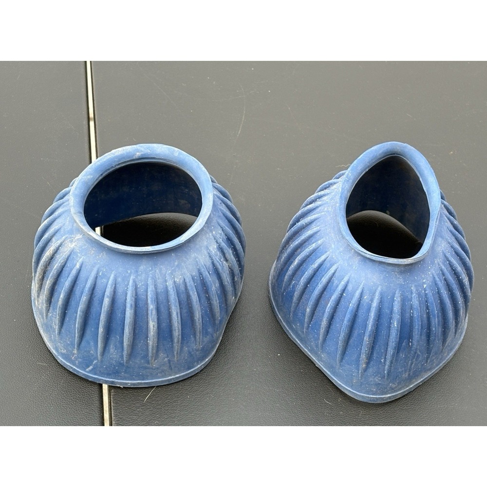 Horse Training Ribbed Rubber Hoof Impact Pull On Overreach Protection Bell Boots